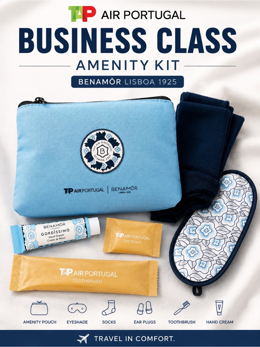 TAP Air Portugal Business Class Benamôr Amenity Kit Travel Set NEW
